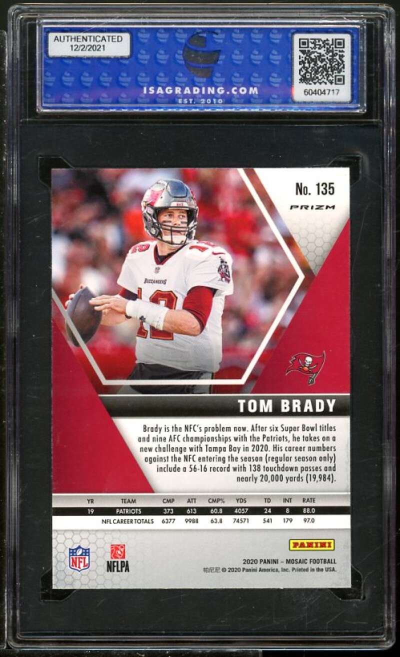 Tom Brady Card 2020 Panini Mosaic Green Mosaic #135 ISA 10 GEM MINT Image 2