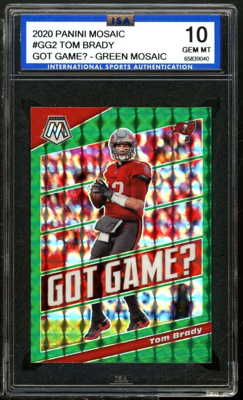 Tom Brady Card 2020 Panini Mosaic Got Game? Green #GG2 ISA 10 GEM MINT Image 1