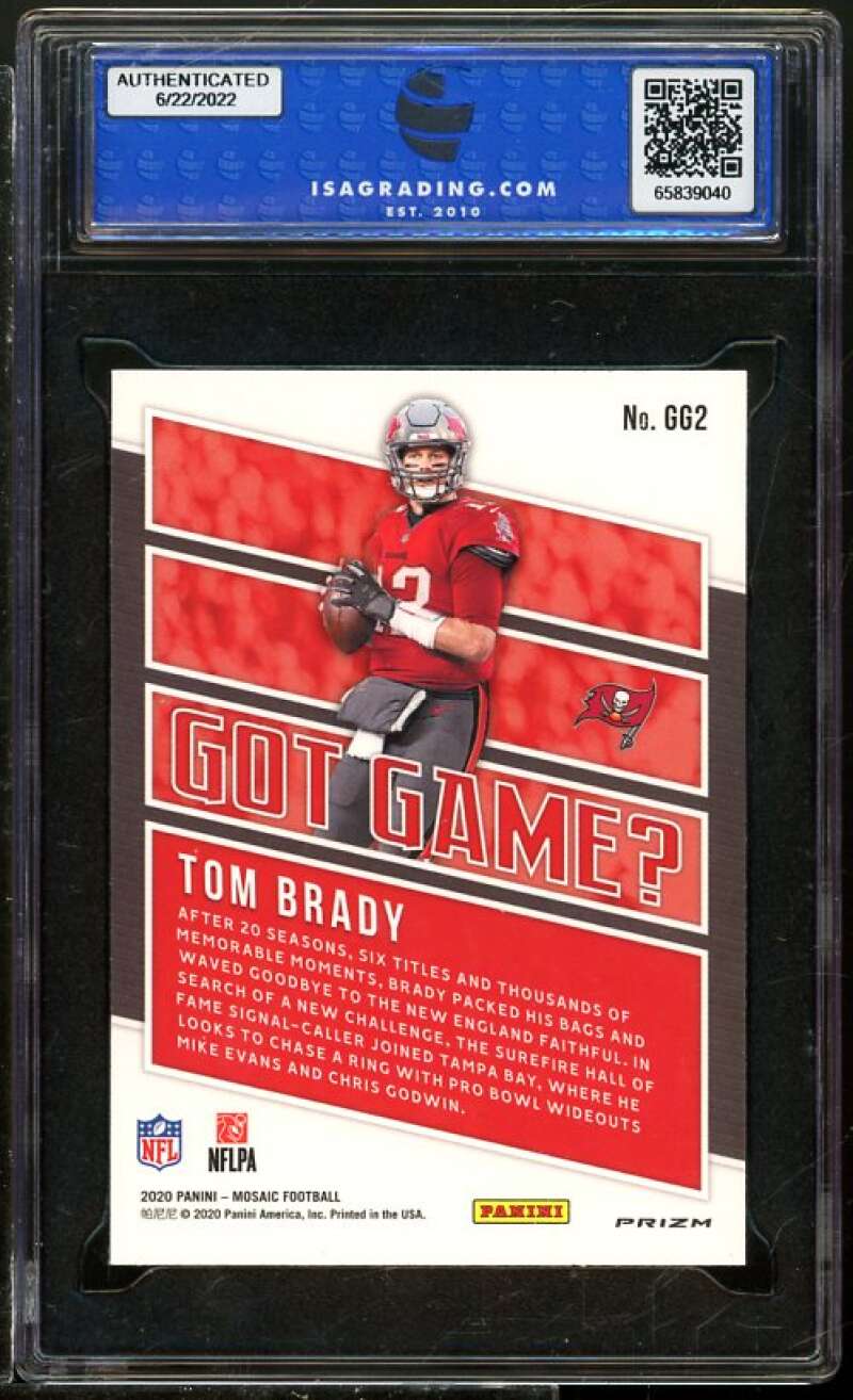 Tom Brady Card 2020 Panini Mosaic Got Game? Green #GG2 ISA 10 GEM MINT Image 2