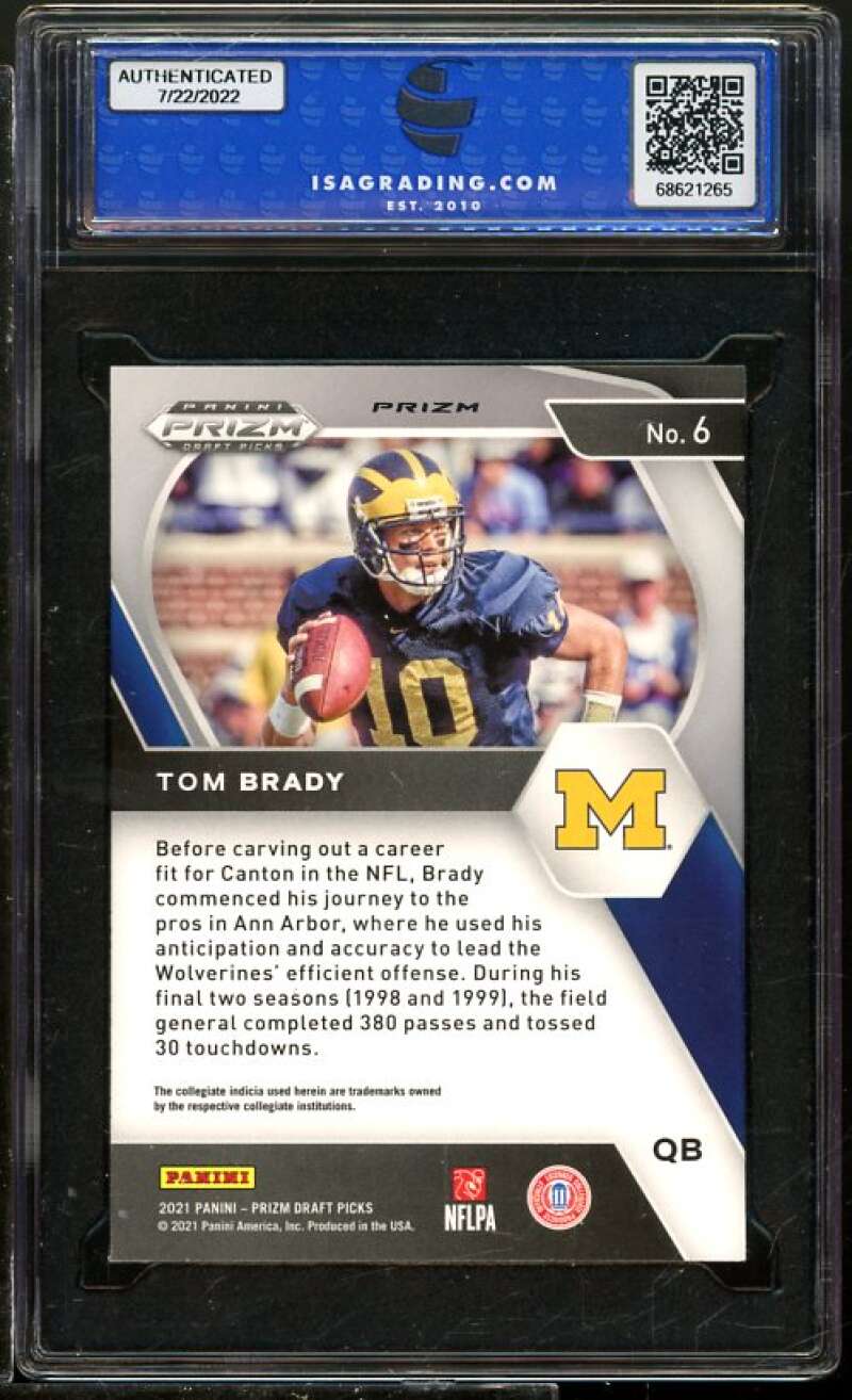 Tom Brady 2021 Panini Prizm Draft Picks Purple Wave Prism #6 ISA 10 GEM MINT Image 2