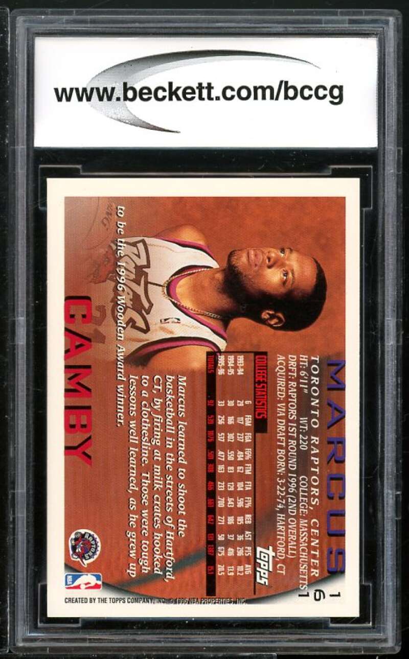 Marcus Camby Rookie Card 1996-97 Topps #161 BGS BCCG 9 Image 2