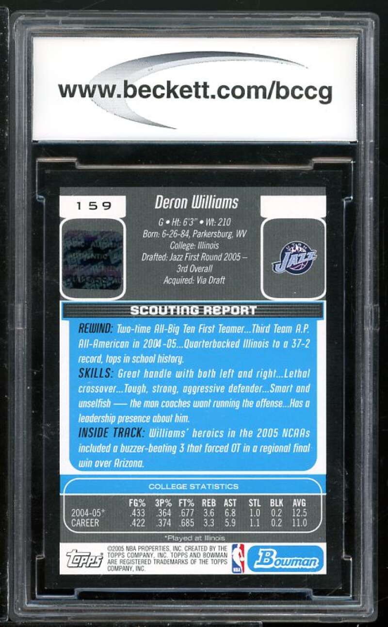 Deron Williams Rookie Card 2005-06 Bowman Autograph #159 BGS BCCG 9 Image 2