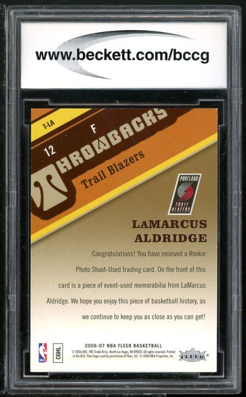 Lamarcus Aldridge Rookie Card 2006-07 Fleer Throwbacks #LA BGS BCCG 10 Image 2