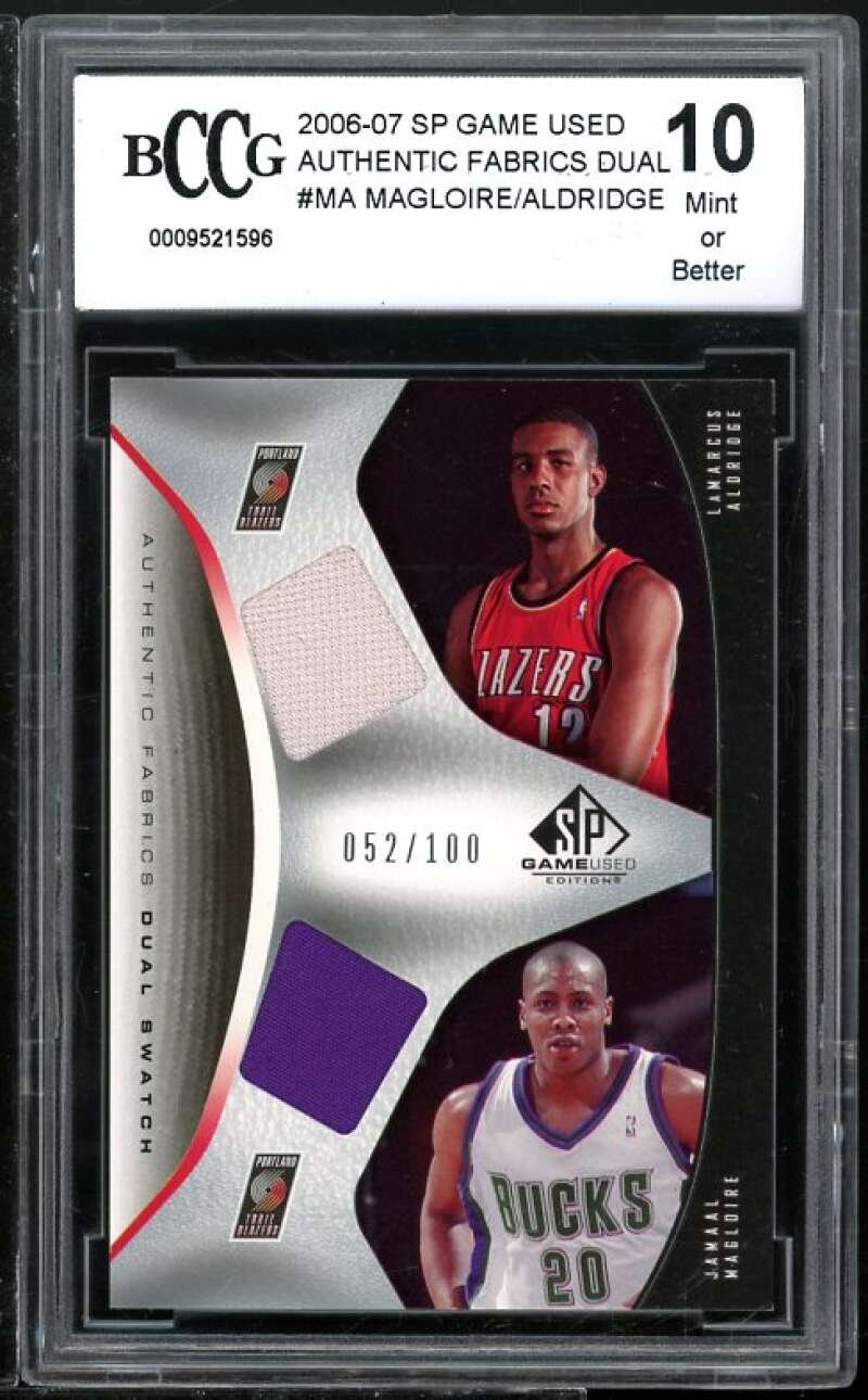 LaMarcus Aldridge RC 2006-07 SP Game Used Auth Fabrics Dual #AFD-MA BGS BCCG 10 Image 1