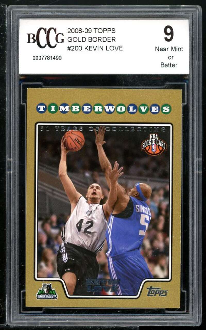 Kevin Love Rookie Card 2008-09 Topps Gold Border #200 BGS BCCG 9 Image 1