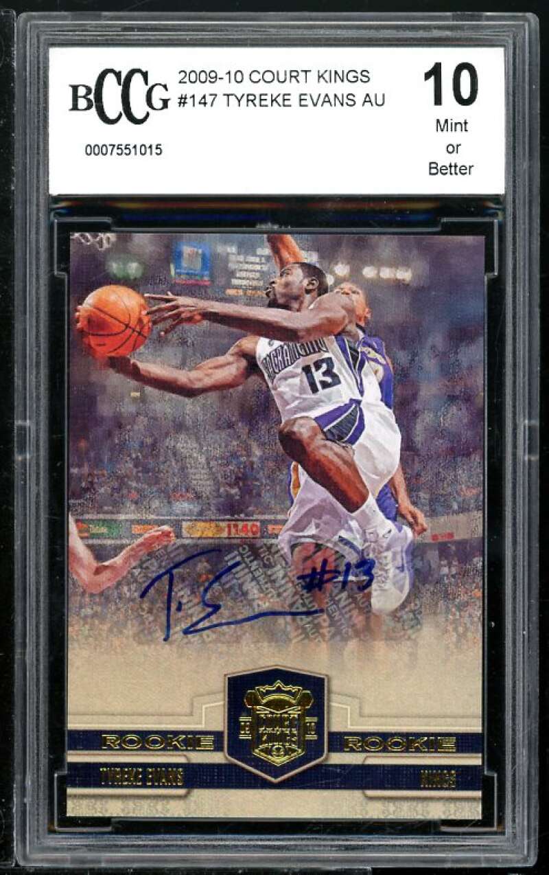 Tyreke Evans Rookie Card 2009-10 Court Kings Autograph #147 BGS BCCG 10 Image 1