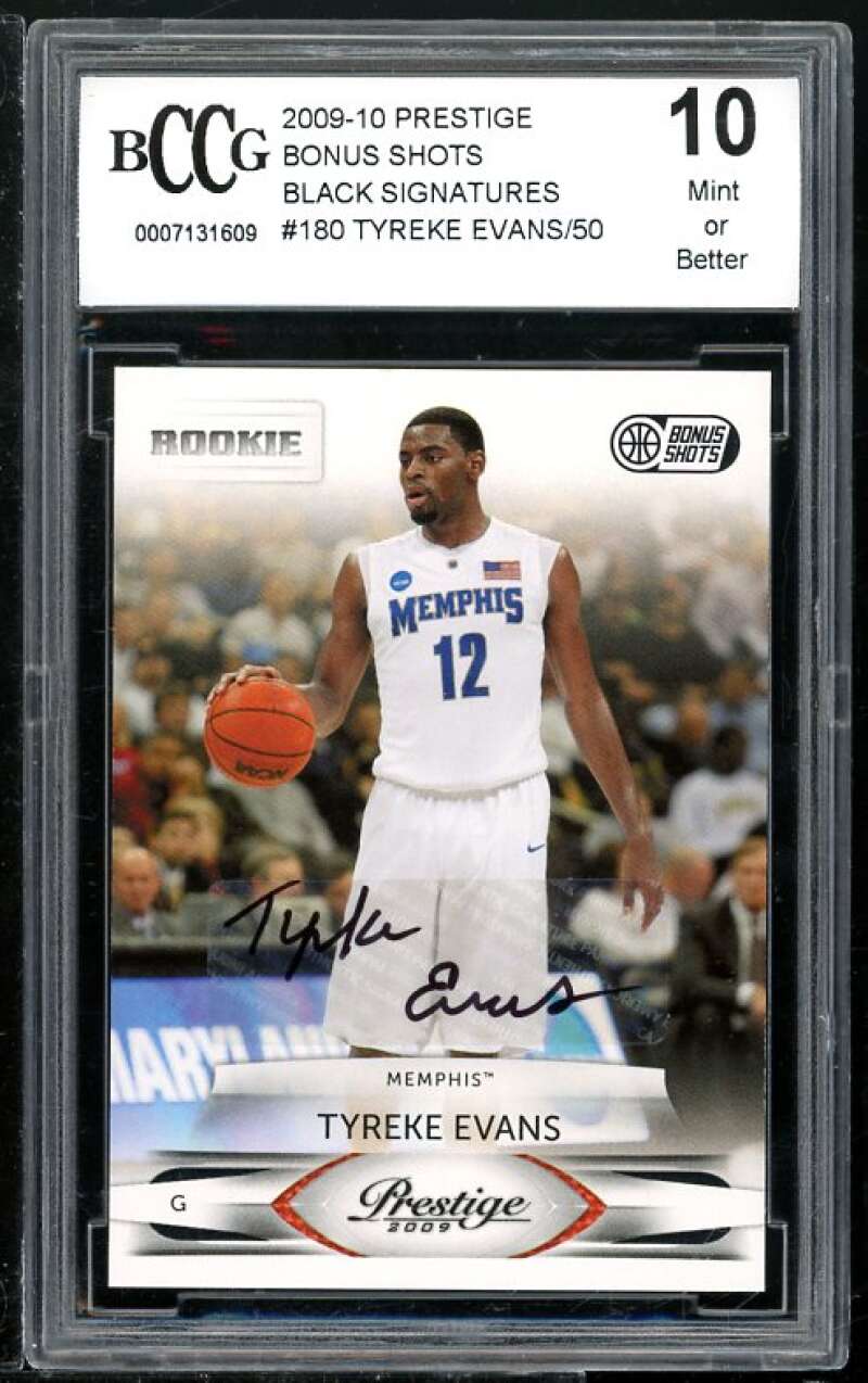 Tyreke Evans RC 2009-10 Prestige Bonus Shots Black Signatures #180 BGS BCCG 10 Image 1