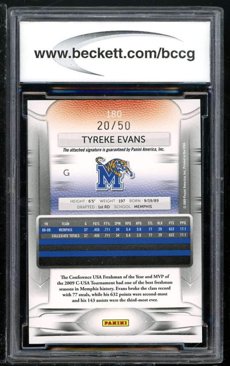 Tyreke Evans RC 2009-10 Prestige Bonus Shots Black Signatures #180 BGS BCCG 10 Image 2