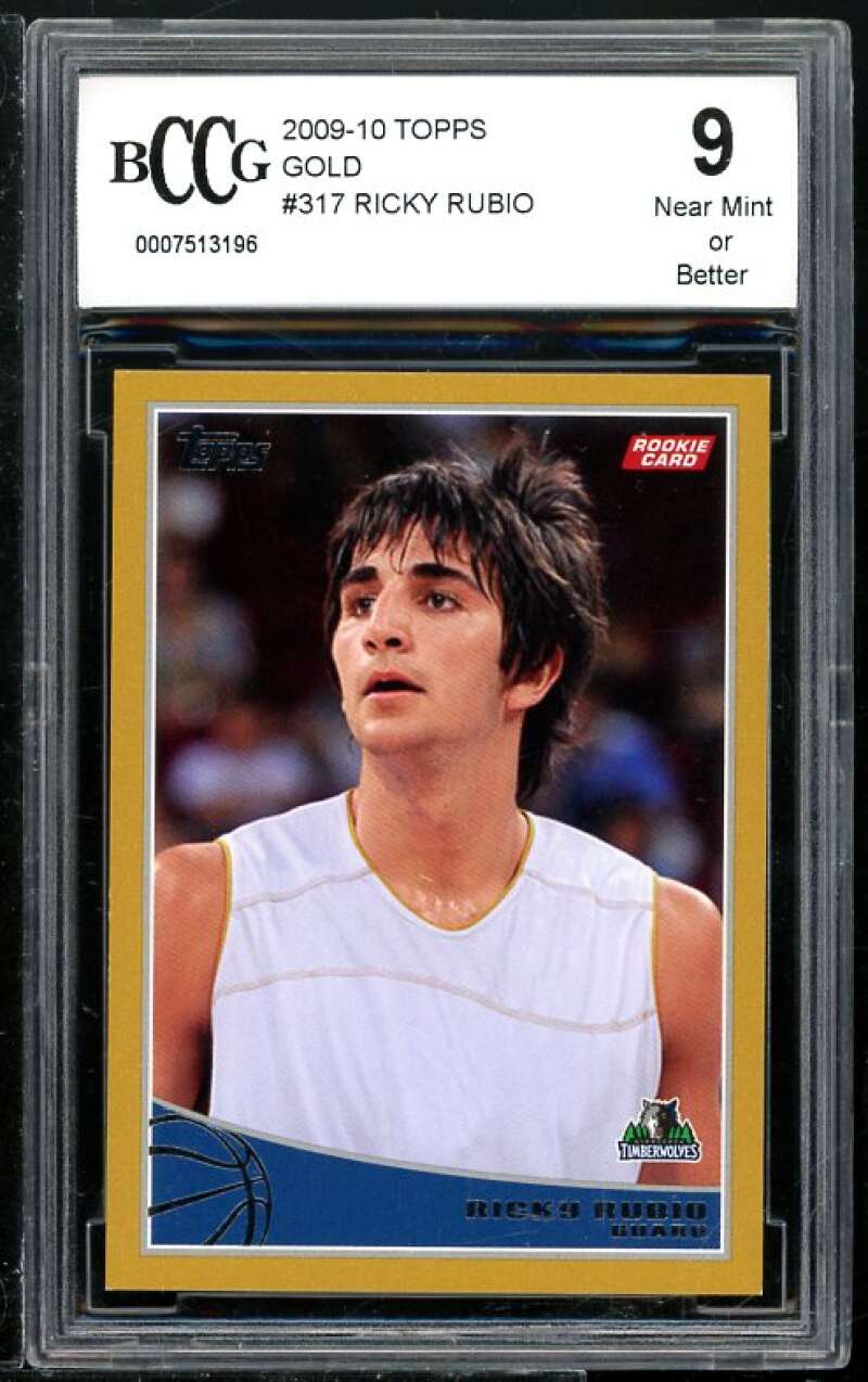 Ricky Rubio Rookie Card 2009-10 Topps Gold #317 BGS BCCG 9 Image 1