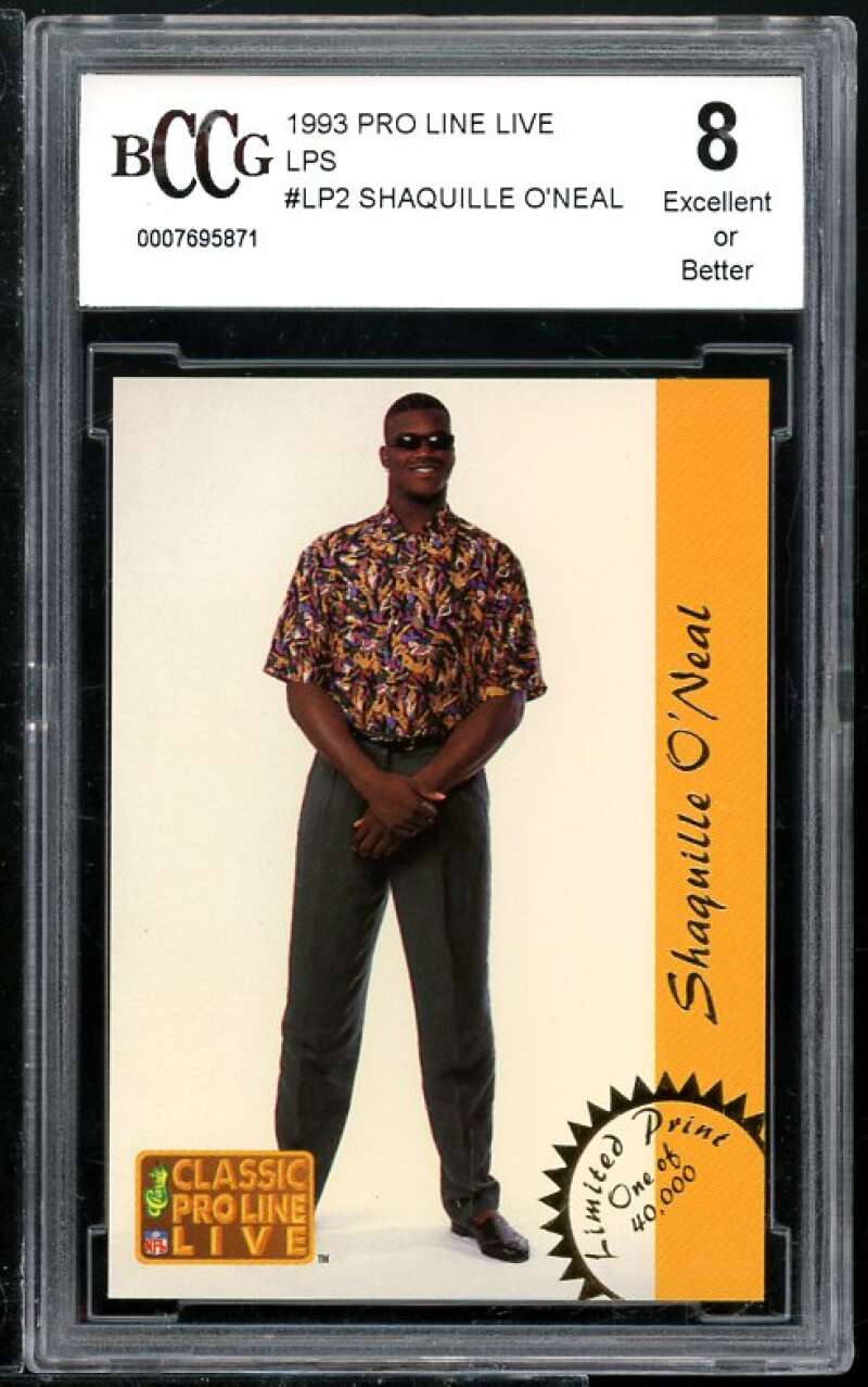 Shaquille O'neal Card 1993 Pro Line Live LPS #LP2 BGS BCCG 8 Image 1