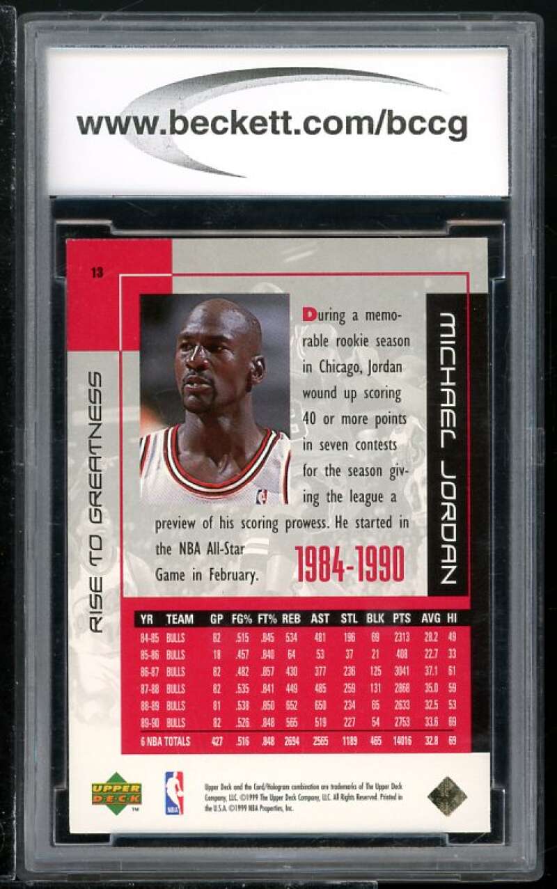 Michael Jordan Card 1999 Upper Deck Career #13 BGS BCCG 9 Image 2