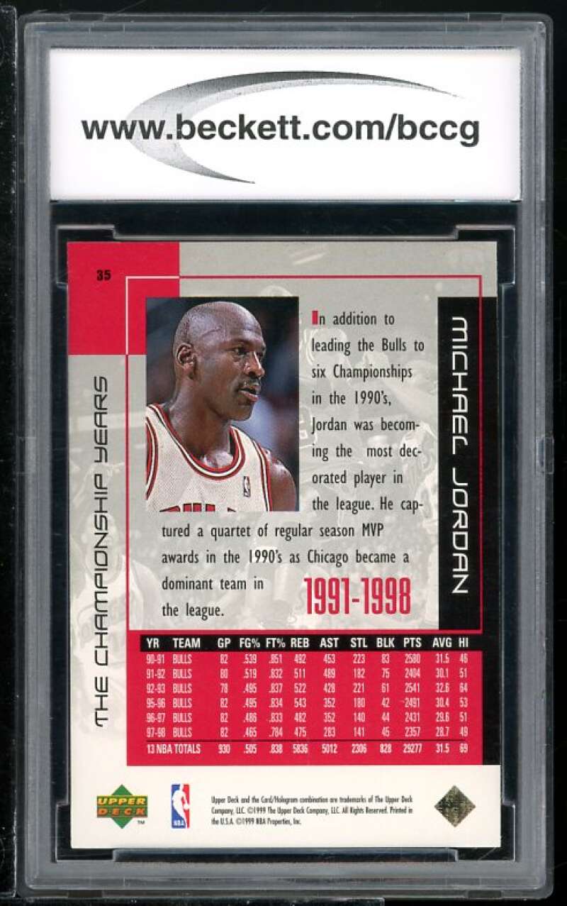 Michael Jordan Card 1999 Upper Deck Career #35 BGS BCCG 9 Image 2