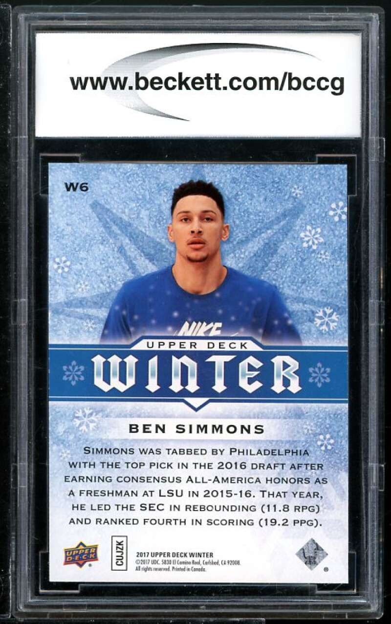 Ben Simmons Card 2017-18 Upper Deck Winter #W6 BGS BCCG 10 Image 2