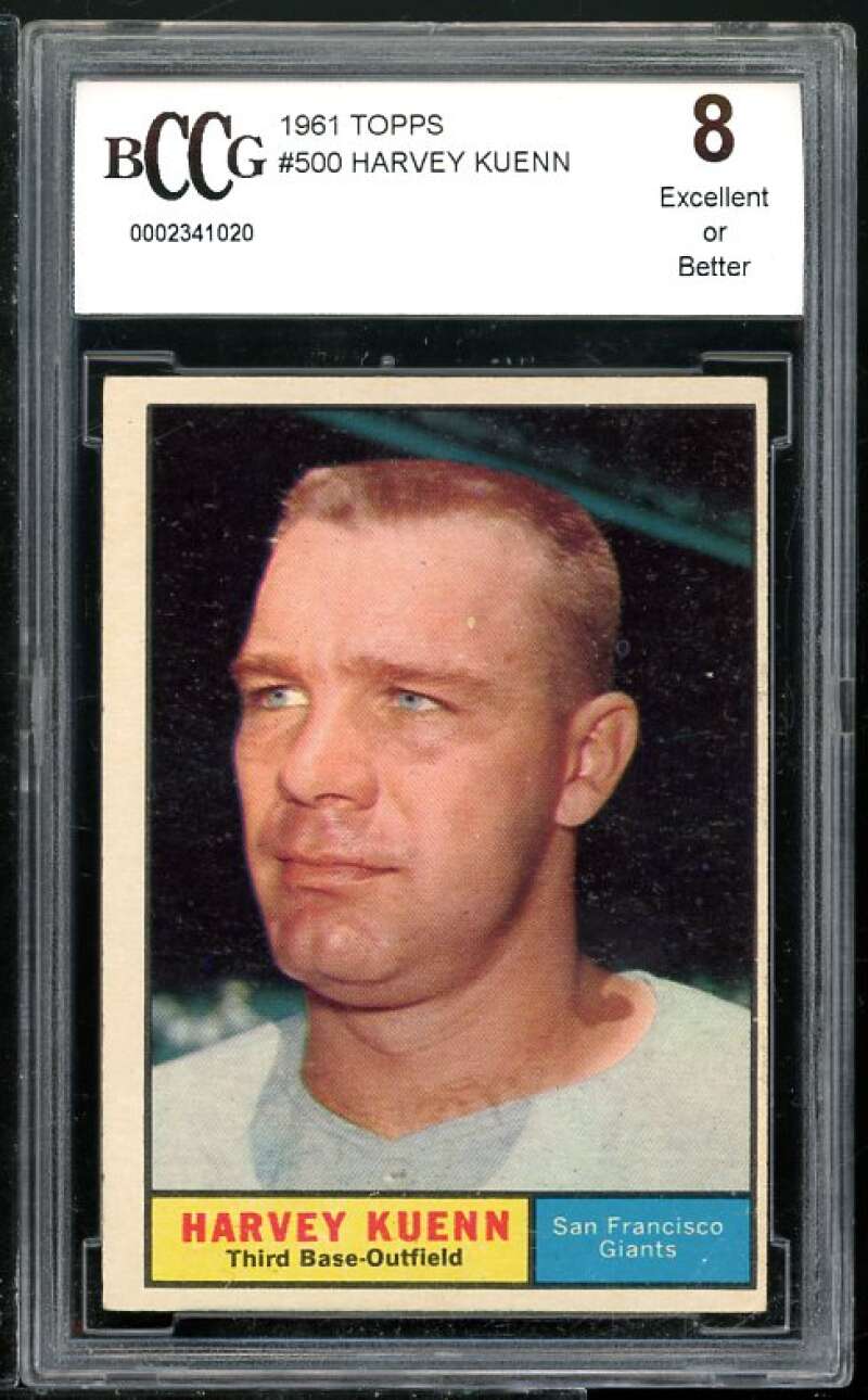 Harvey Kuenn Card 1961 Topps #500 BGS BCCG 8 Image 1