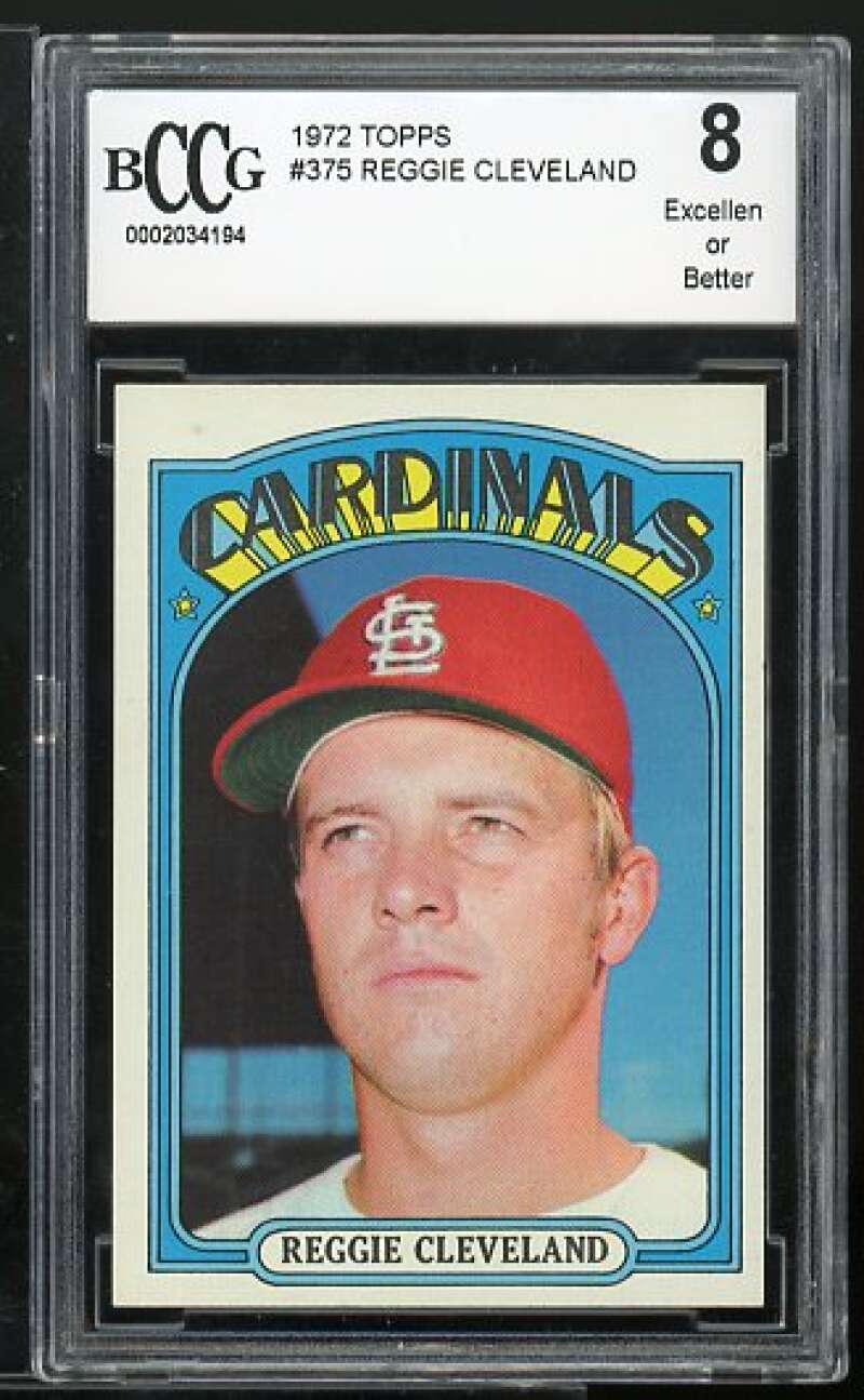 Reggie Cleveland Card 1972 Topps #375 BGS BCCG 8 Image 1