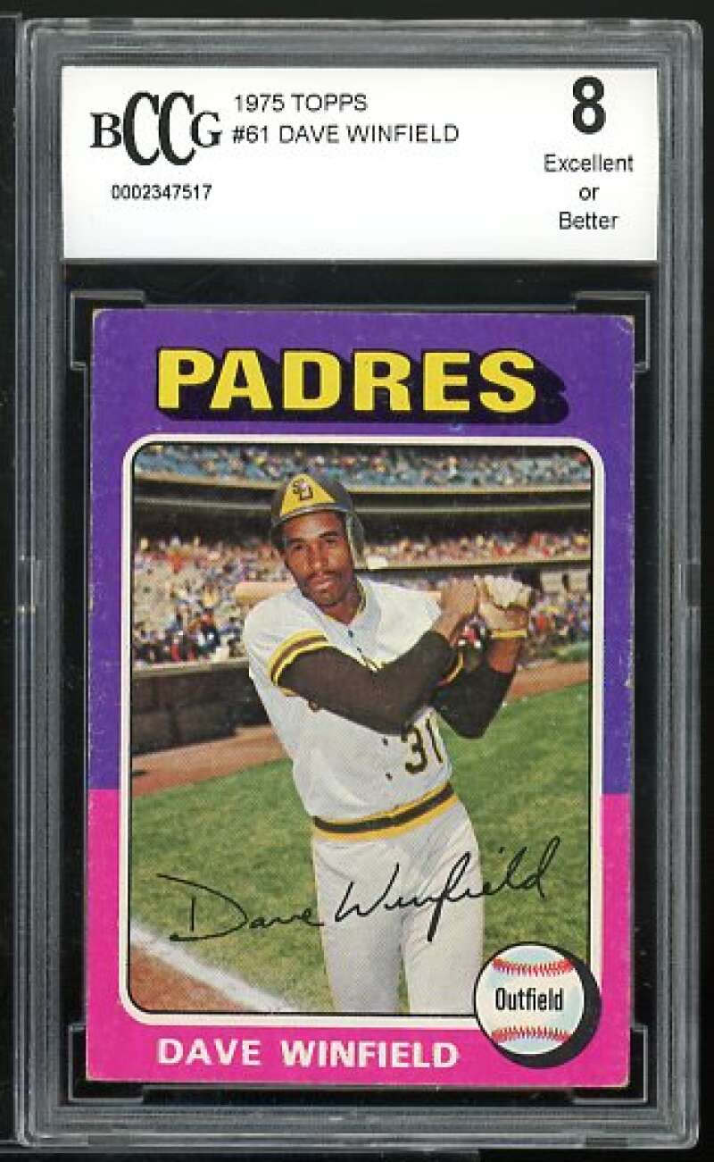 Dave Winfield Card 1975 Topps #61 BGS BCCG 8 Image 1