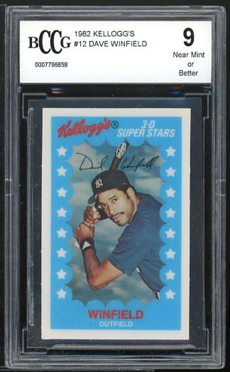 Dave Winfield Card 1982 Kellogg's #12 BGS BCCG 9 Image 1