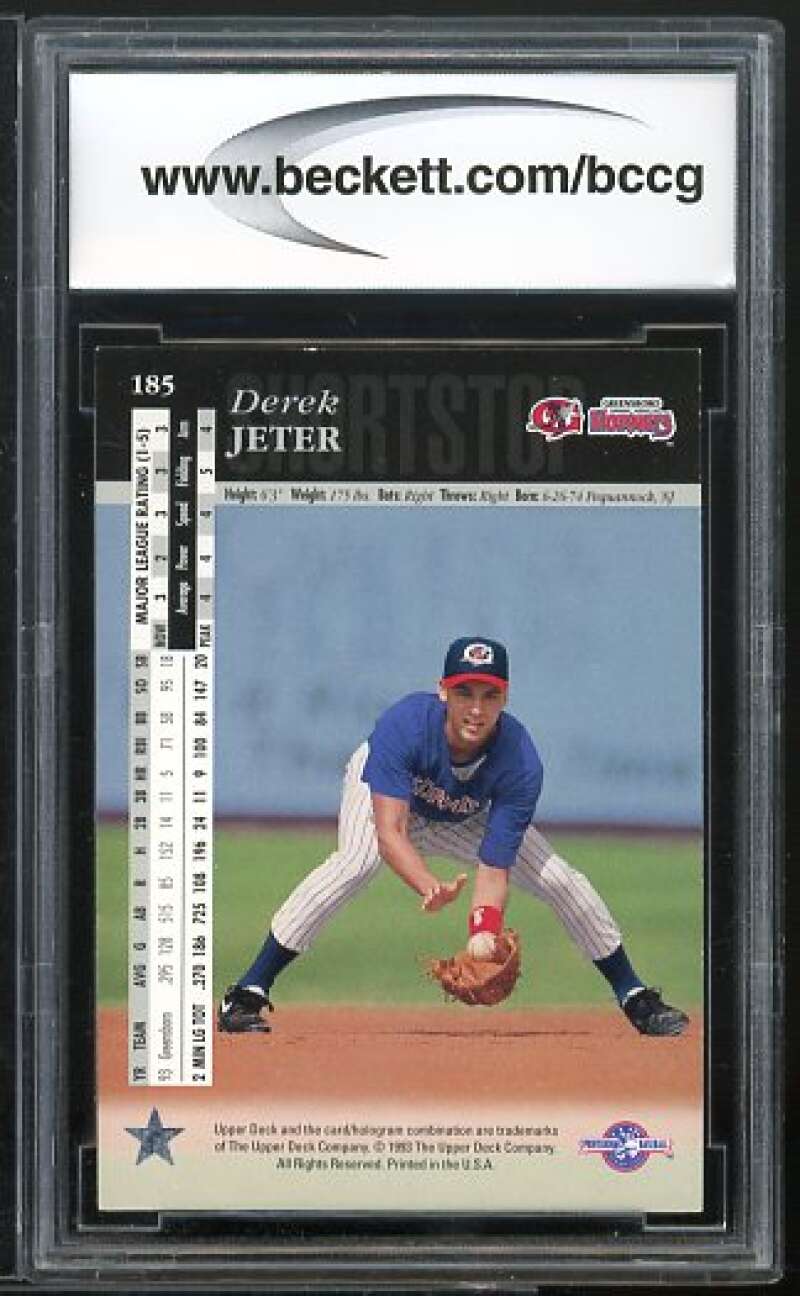 Derek Jeter Card 1994 Upper Deck Minors #185 BGS BCCG 9 Image 2