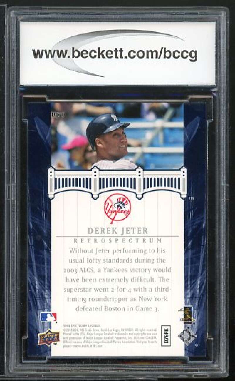 Derek Jeter Card 2008 UD Spectrum Retrospectrum #DJ70 BGS BCCG 10 Image 2