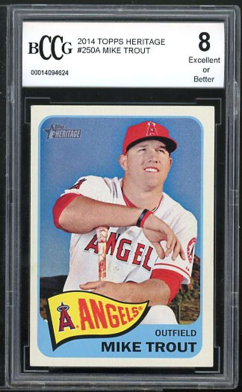 Mike Trout Card 2014 Topps Heritage Black #250 BGS BCCG 8 Image 1