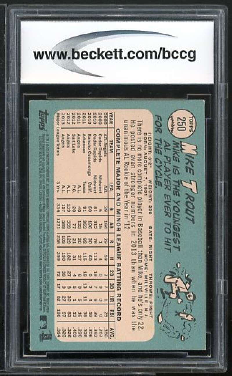 Mike Trout Card 2014 Topps Heritage Black #250 BGS BCCG 8 Image 2