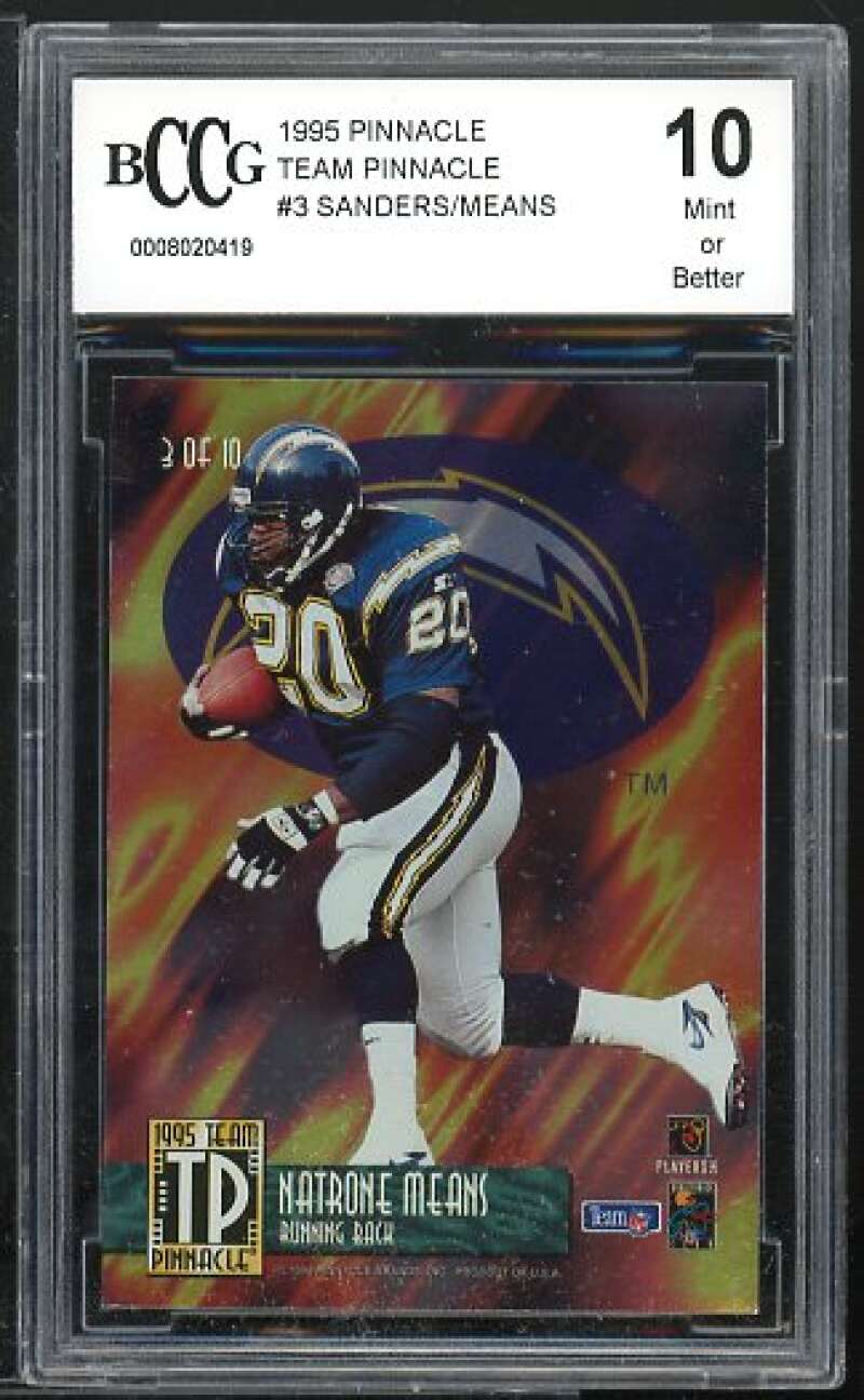 Natrone Means Barry Sanders Card 1995 Pinnacle Team Pinnacle #3 BGS BCCG 10 Image 1