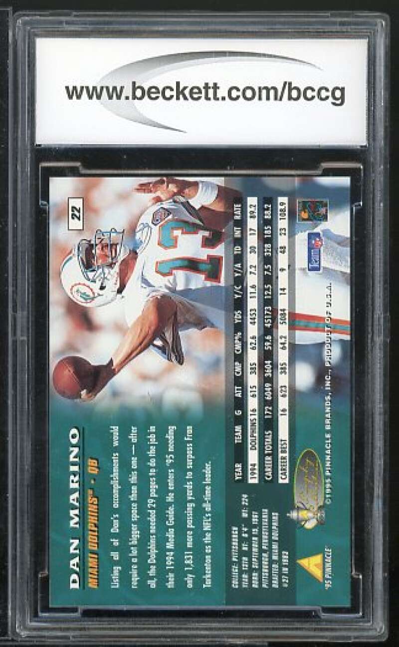 Dan Marino Card 1995 Pinnacle Trophy Collection #22 BGS BCCG 10 Image 2