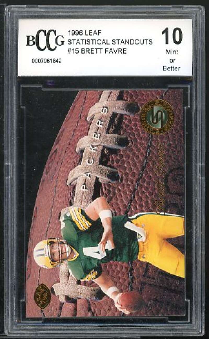 Brett Favre Card 1996 Leaf Statistical Standouts #15 BGS BCCG 10 Image 1