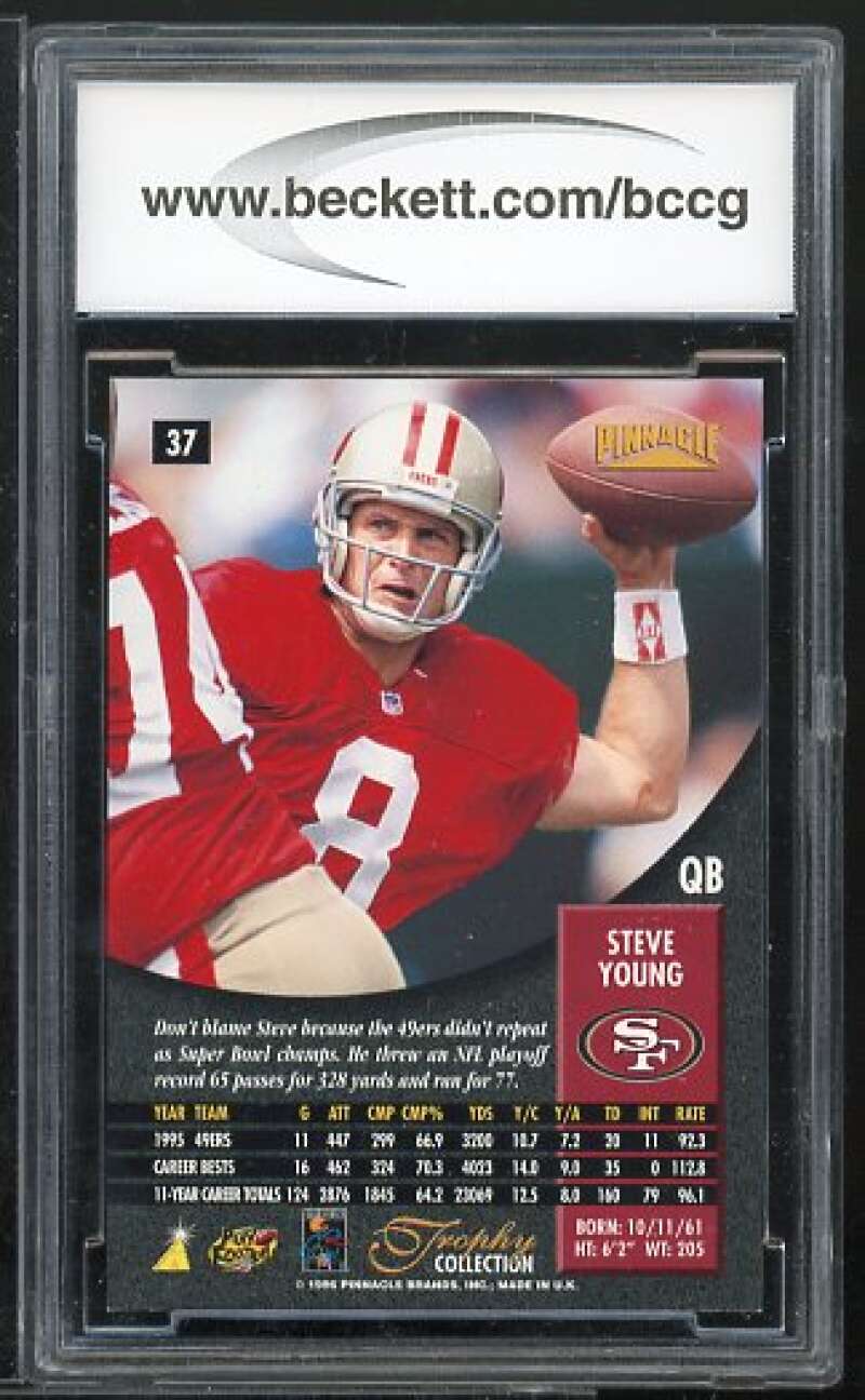 Steve Young Card 1996 Pinnacle Trophy Collection #37 BGS BCCG 10 Image 2