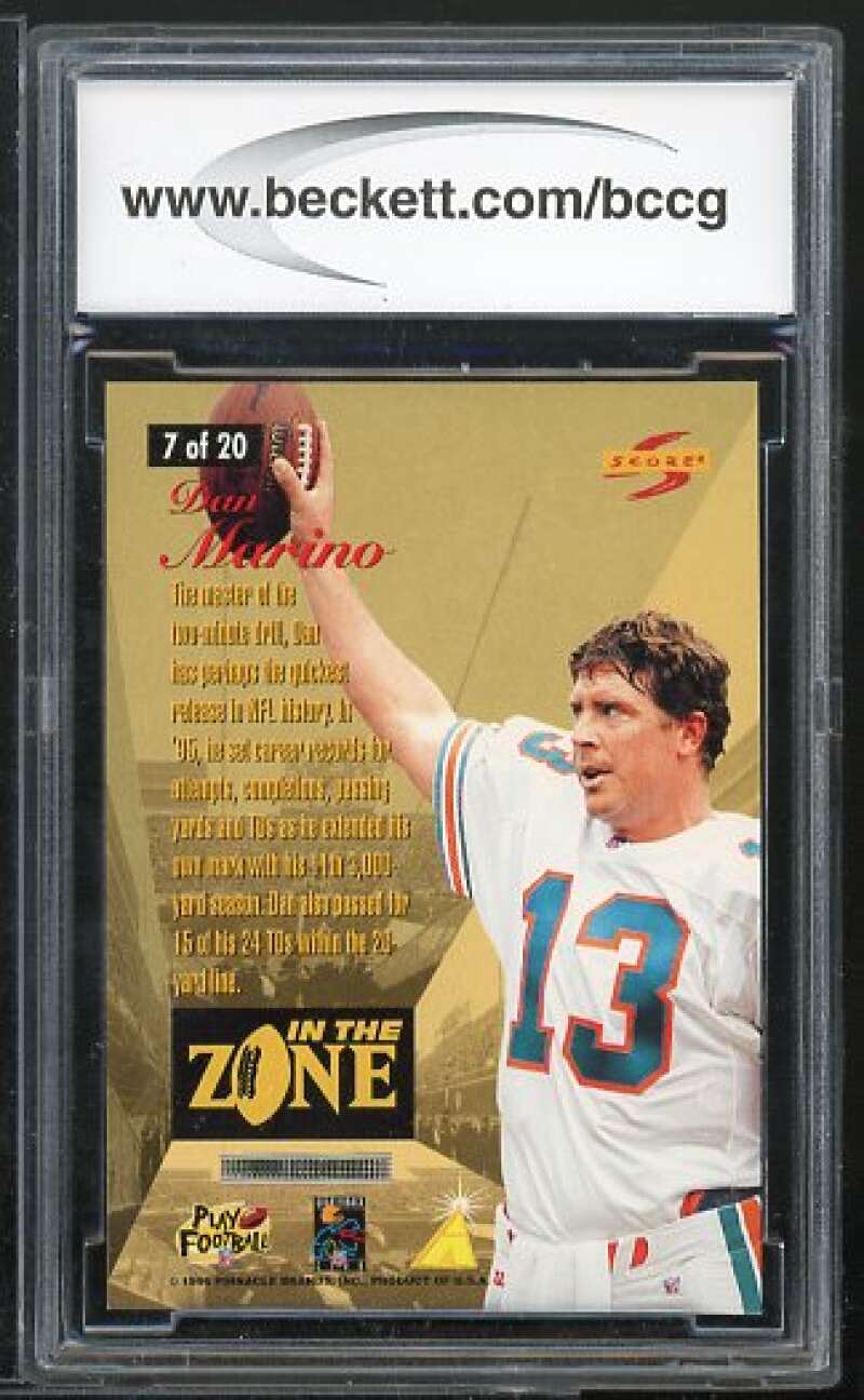 Dan Marino Card 1996 Score In The Zone #7 BGS BCCG 10 Image 2