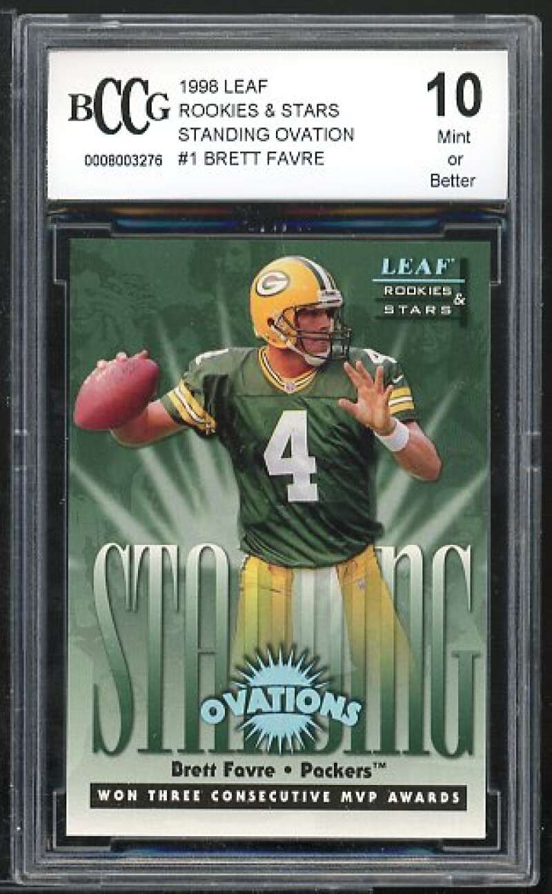 Brett Favre Card 1998 Leaf Rookies &amp; Stars Standing Ovation #1 BGS BCCG 10 Image 1