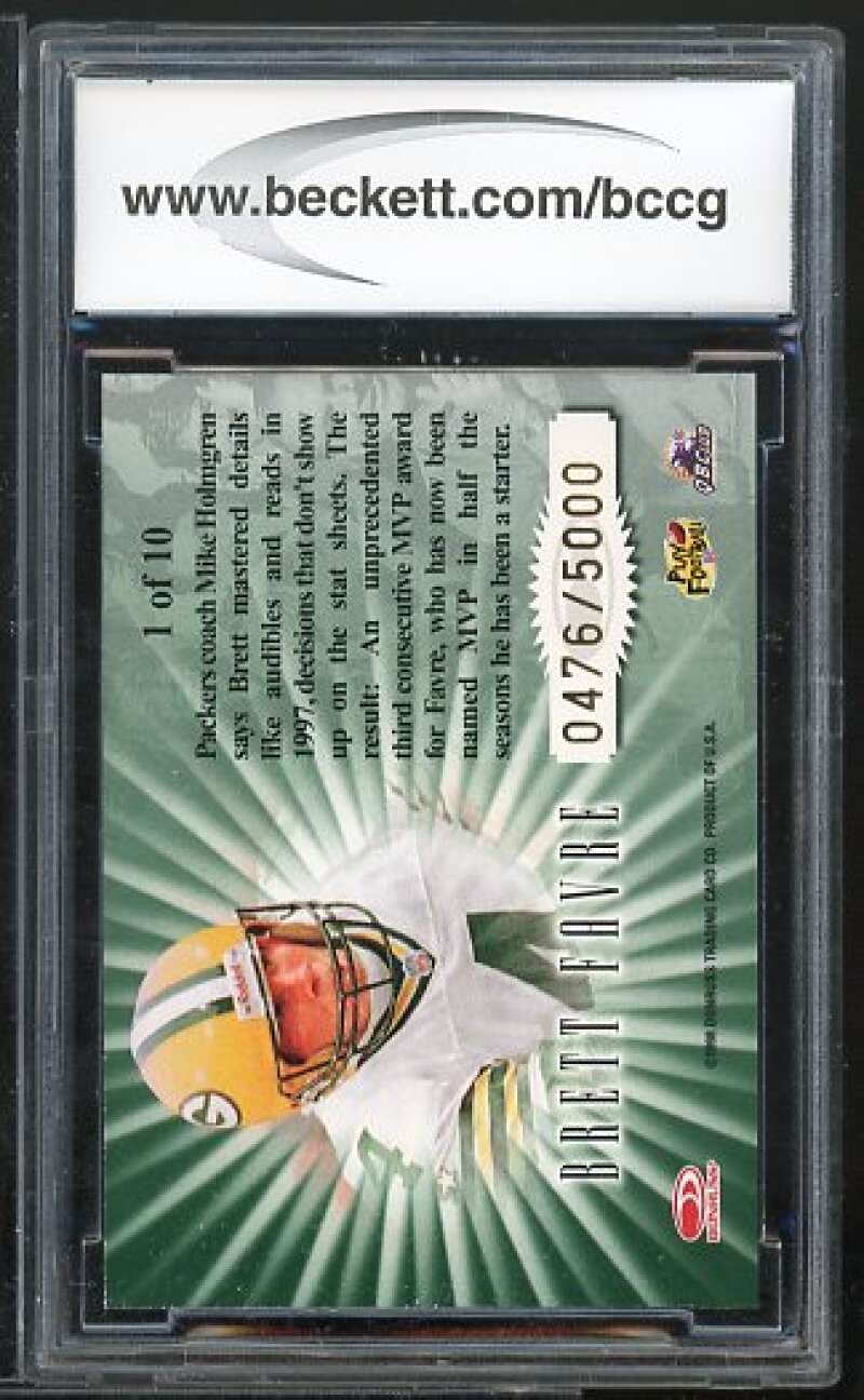 Brett Favre Card 1998 Leaf Rookies &amp; Stars Standing Ovation #1 BGS BCCG 10 Image 2