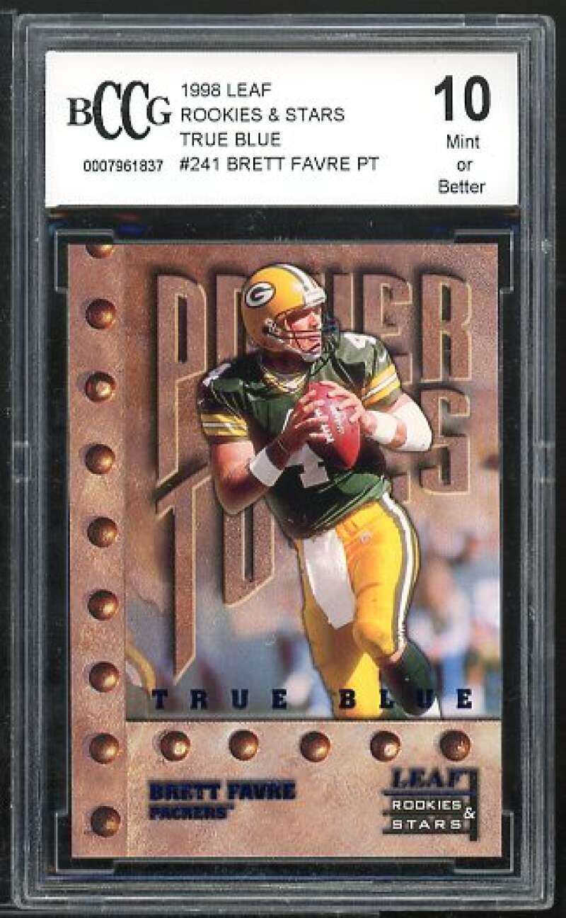 Brett Favre Card 1998 Leaf Rookies &amp; Stars True Blue #241 BGS BCCG 10 Image 1