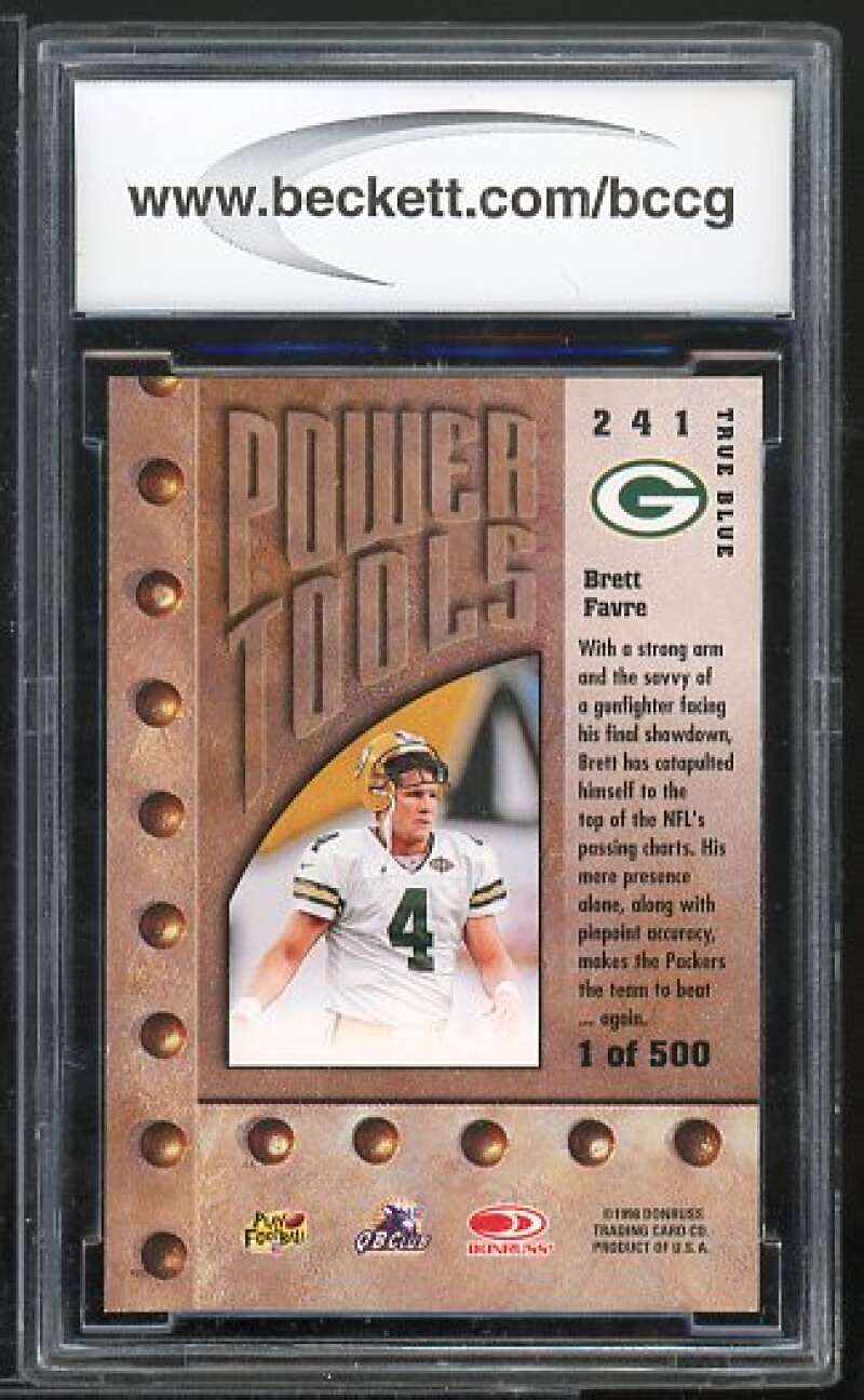 Brett Favre Card 1998 Leaf Rookies &amp; Stars True Blue #241 BGS BCCG 10 Image 2