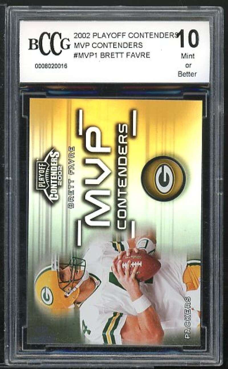 Brett Favre Card 2002 Playoff Contenders MVP Contenders #MVP1 BGS BCCG 10 Image 1