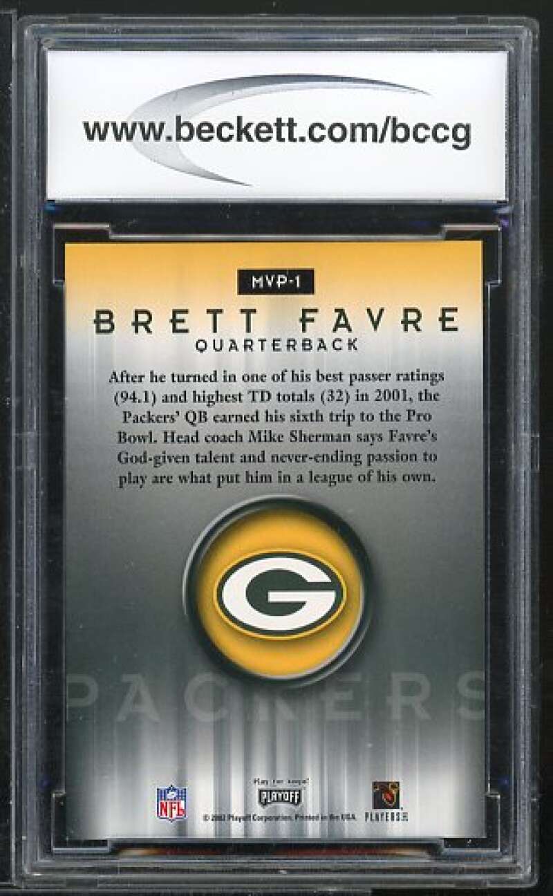 Brett Favre Card 2002 Playoff Contenders MVP Contenders #MVP1 BGS BCCG 10 Image 2