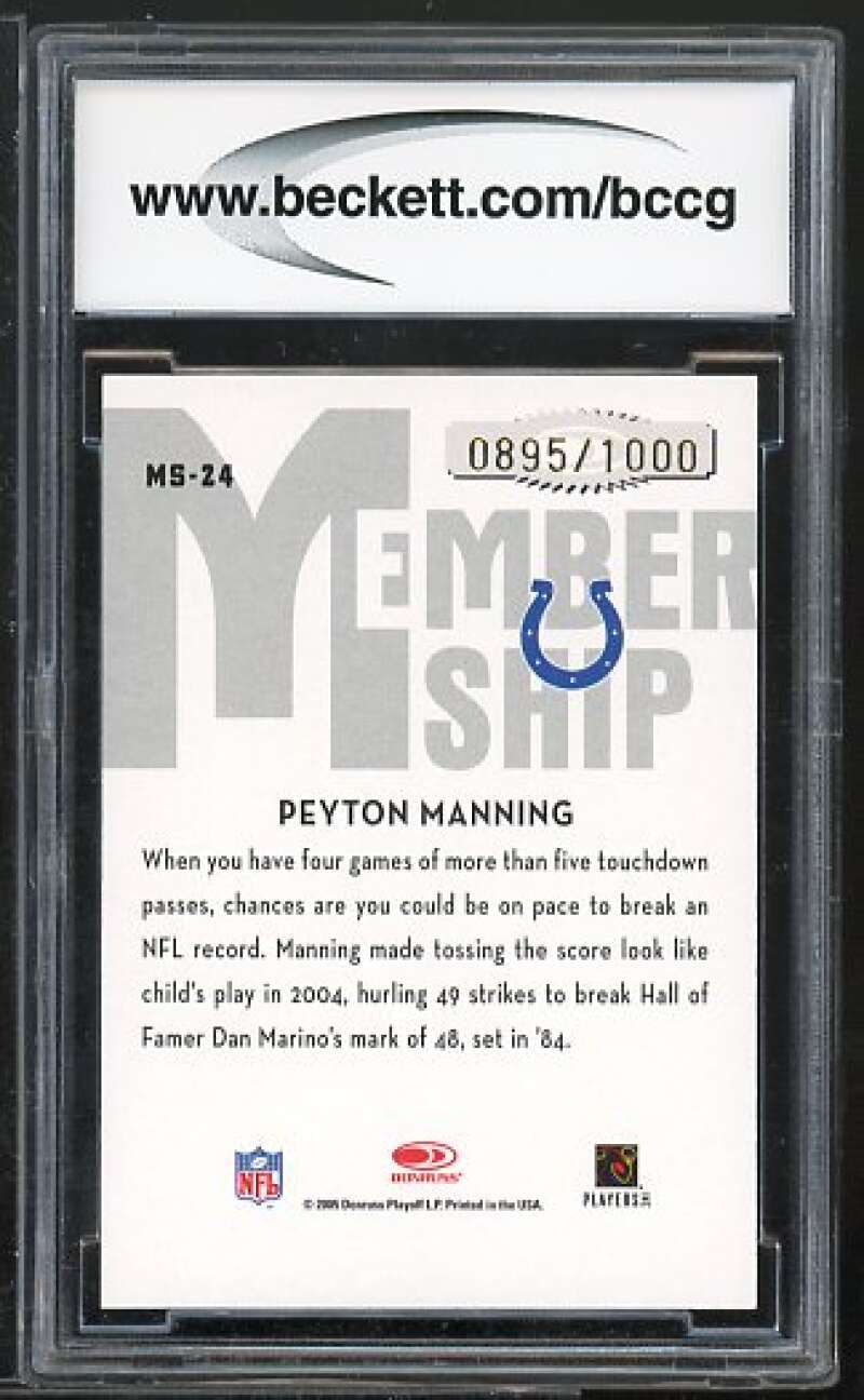 Peyton Manning Card 2005 Donruss Classics Membership Bronze #MS24 BGS BCCG 10 Image 2