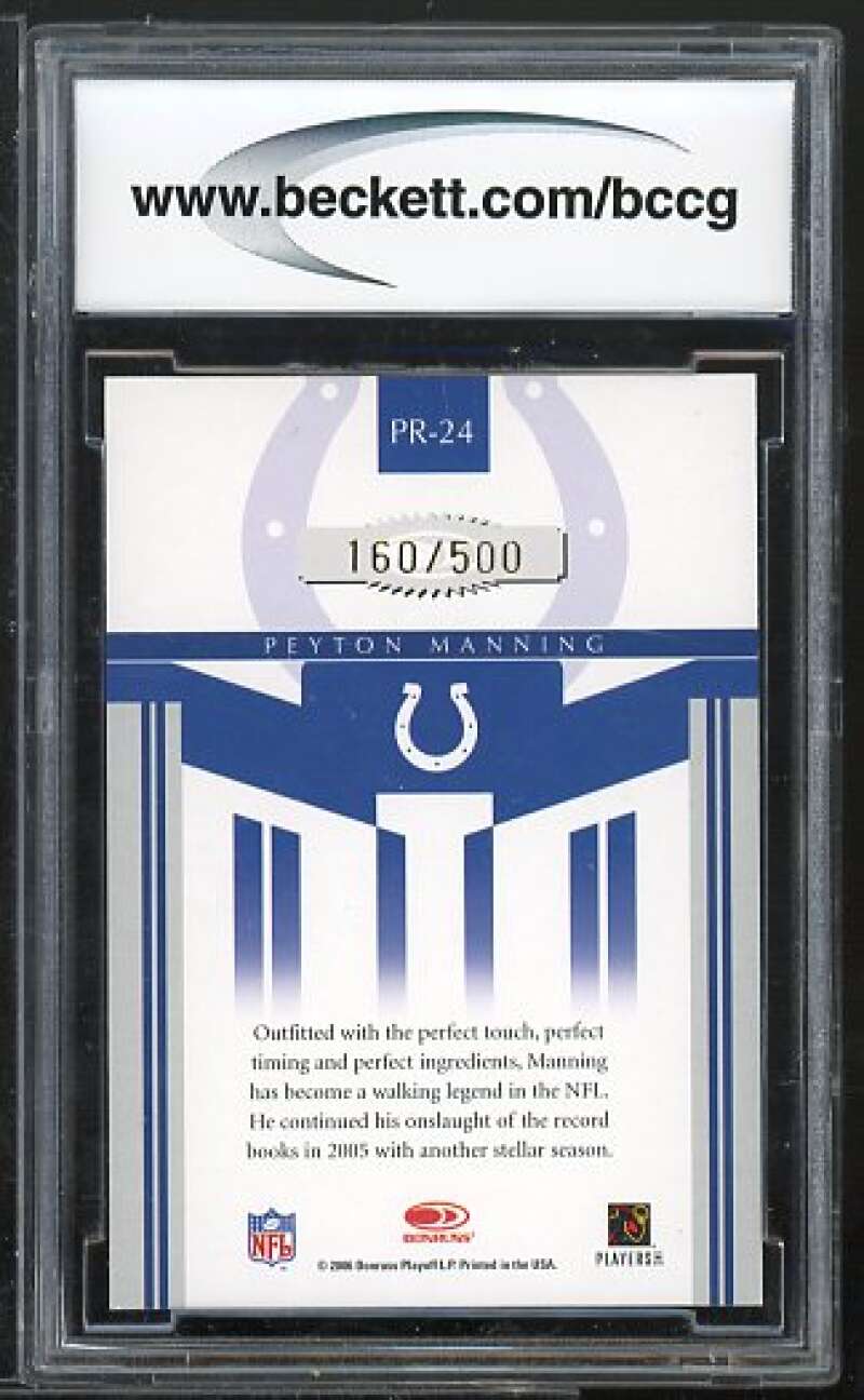 Peyton Manning Card 2006 Gridiron Gear Performers Gold #24 BGS BCCG 10 Image 2