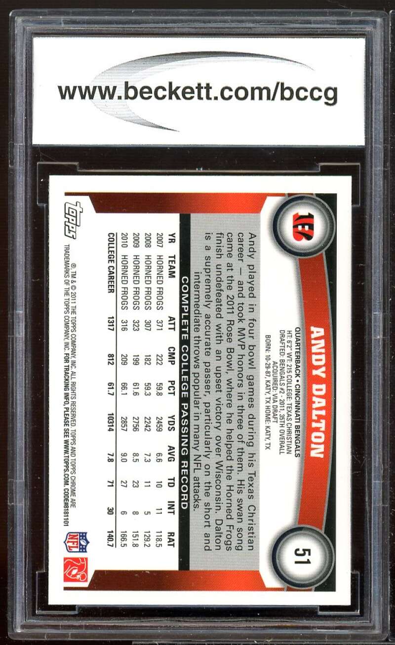 Andy Dalton Rookie Card 2011 Topps Chrome #51 BGS BCCG 10 Image 2