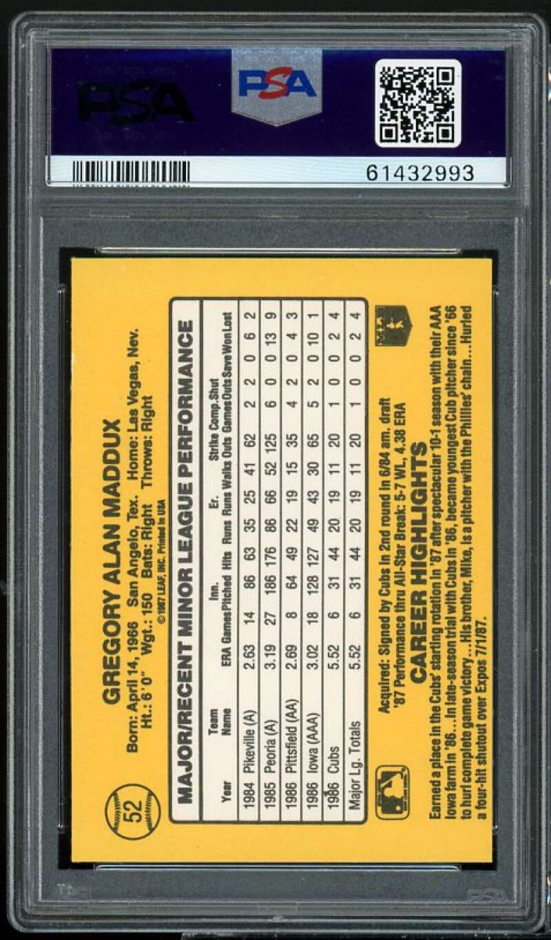 Greg Maddux Rookie Card 1987 Donruss The Rookies #52 PSA 7 Image 2