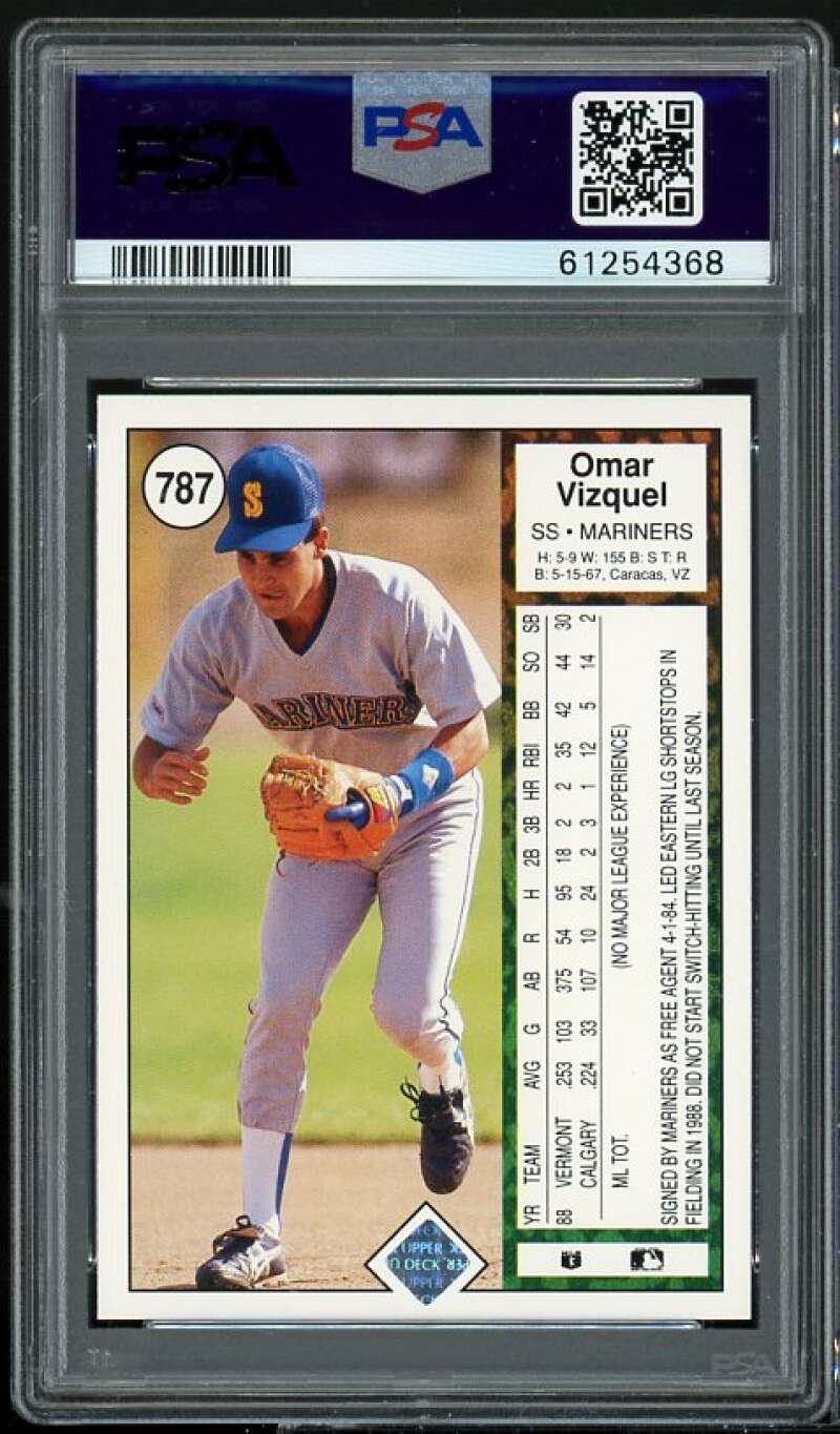 Omar Vizquel Rookie Card 1989 Upper Deck #787 PSA 9 Image 2