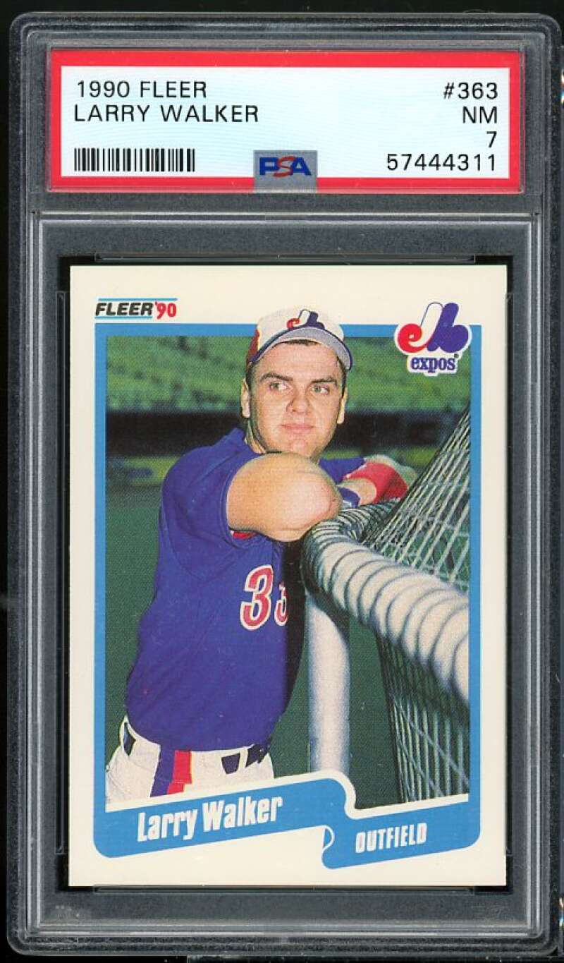 Larry Walker Rookie Card 1990 Fleer #363 PSA 7 Image 1