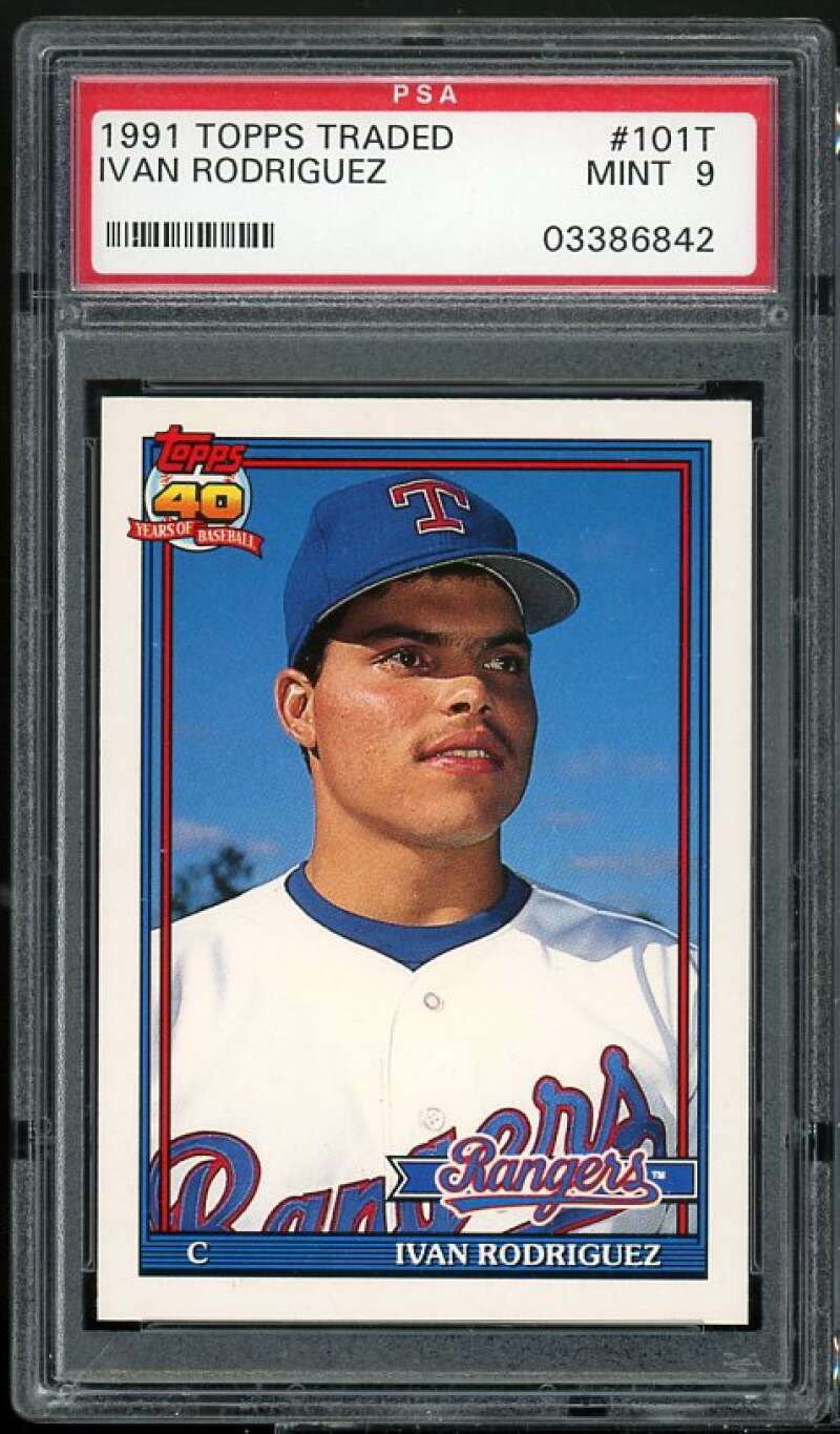 Ivan Rodriguez Rookie Card 1991 Topps Traded #101T PSA 9 Image 1