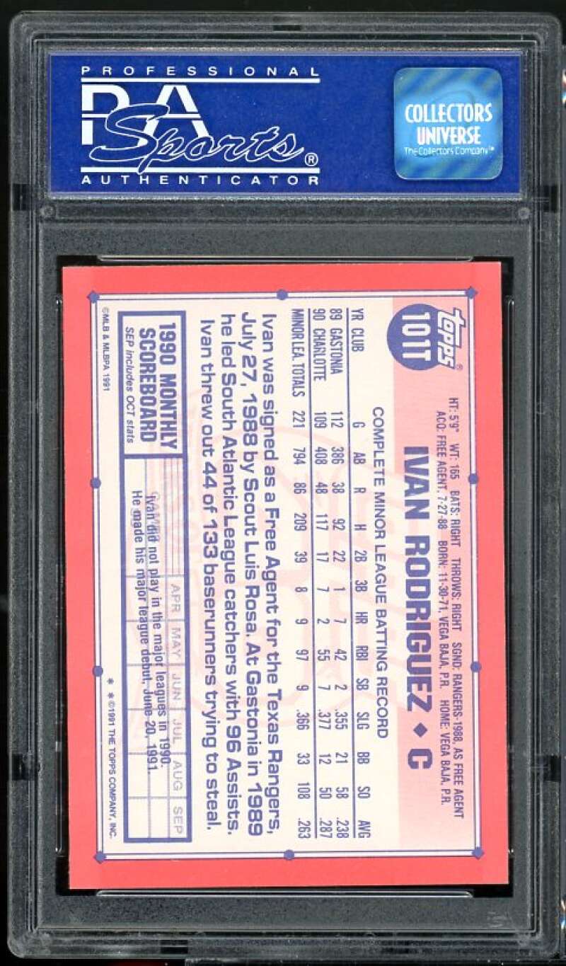 Ivan Rodriguez Rookie Card 1991 Topps Traded #101T PSA 9 Image 2