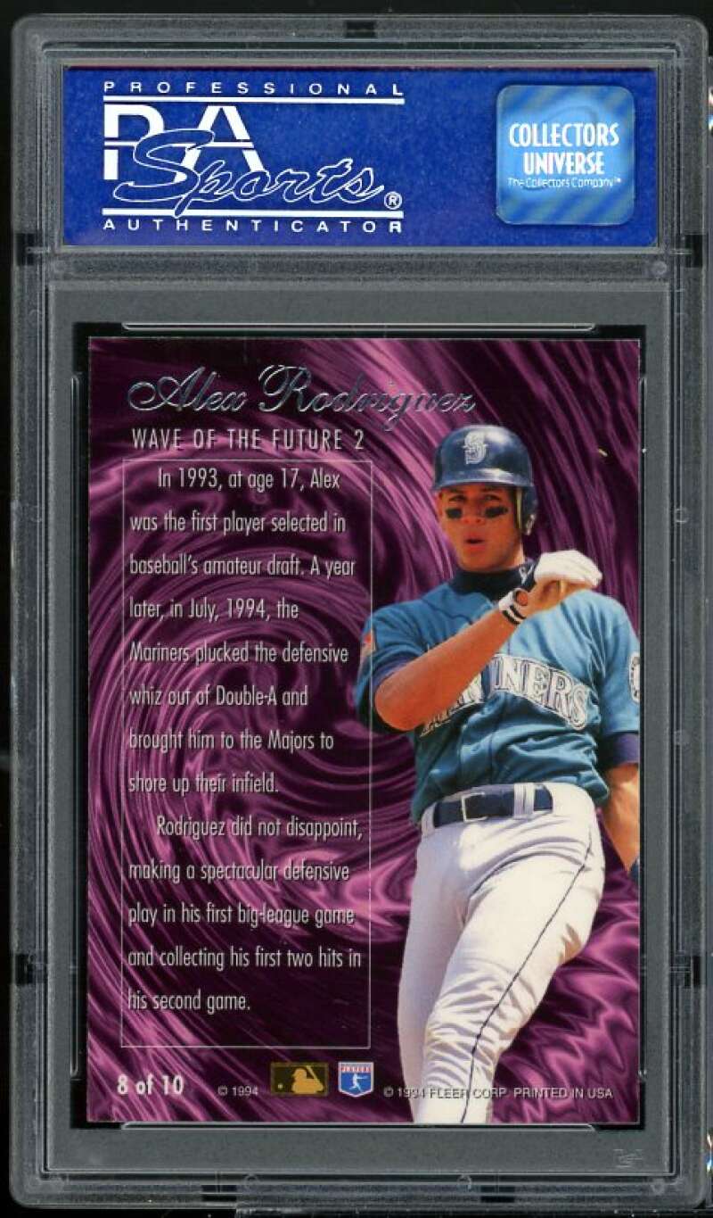 Alex Rodriguez Rookie Card 1994 Flair Wave Of The Future #1994 PSA 9 Image 2