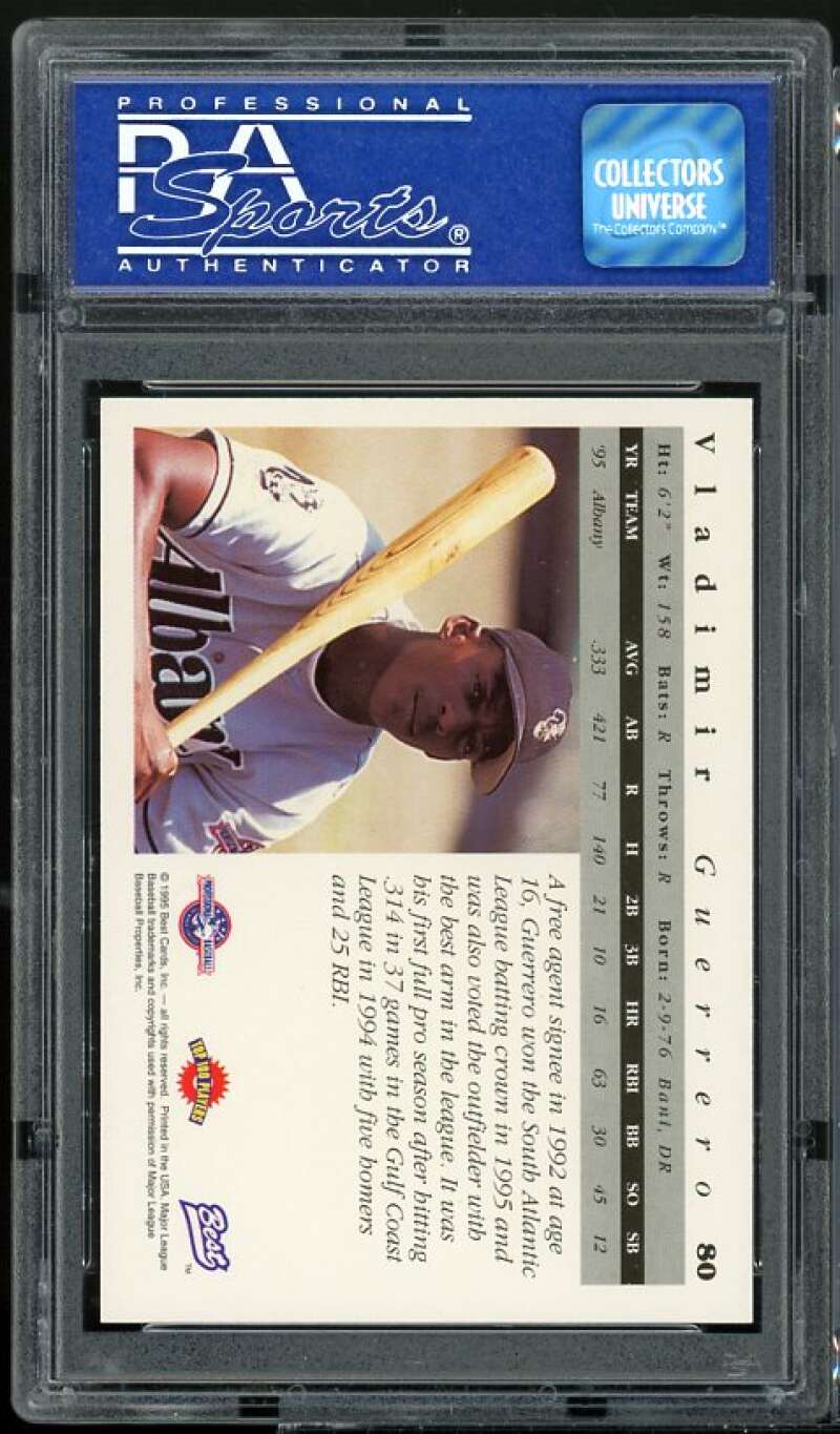 Vladimir Guerrero Rookie Card 1995 Best Top 100 #80 PSA 9 Image 2