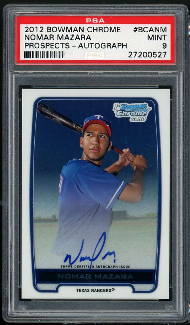 Nomar Mazara Rookie Card 2012 Bowman Chrome Prospects Autographs #BCA-NM PSA 9 Image 1