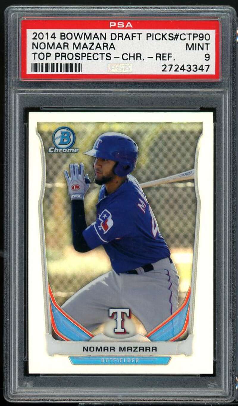 Nomar Mazara Rookie Card 2014 Bowman Chrome Refractors #CTP-90 PSA 9 Image 1