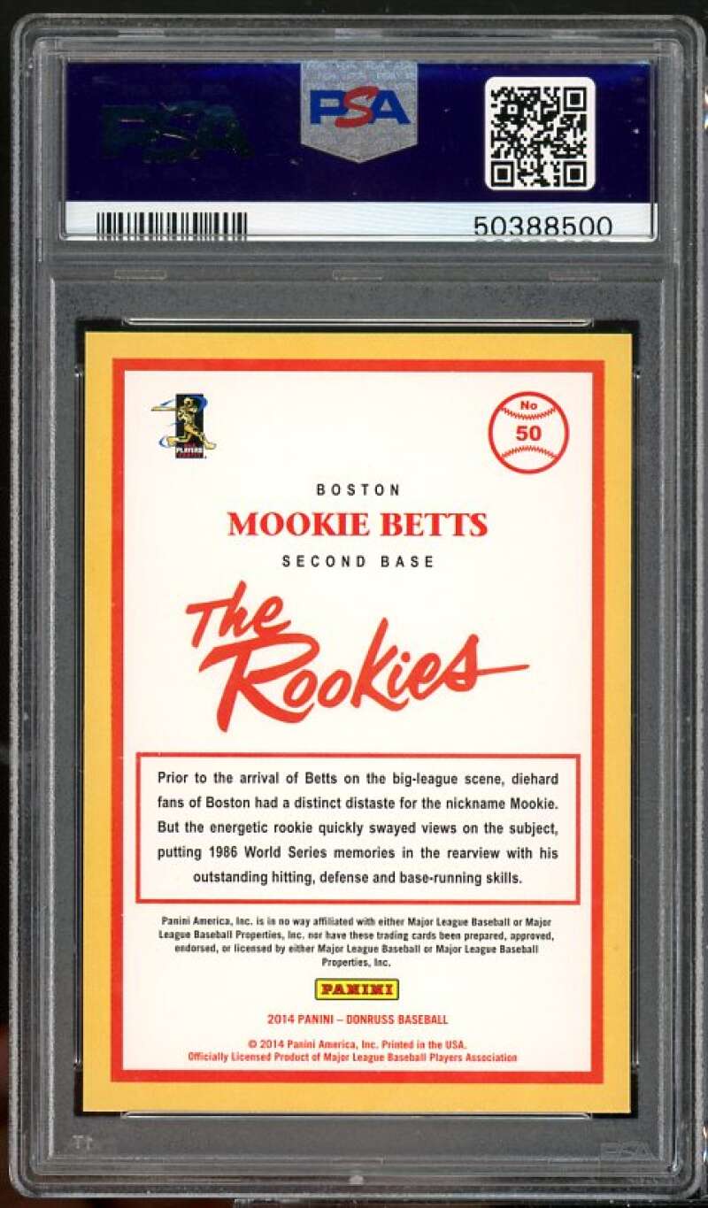 Mookie Betts Rookie Card 2014 Donruss The Rookies #50 PSA 9 Image 2