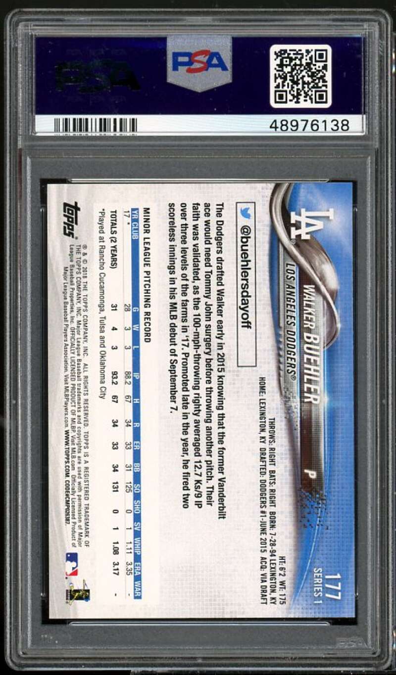 Walker Buehler Rookie Card 2018 Topps #177 PSA 9 Image 2